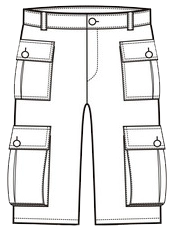 Men's cargo shorts in a sustainable 80% cotton, 20% recycled polyester blend. Features multiple pockets for functionality. - Apparel Sourcing Bangladesh