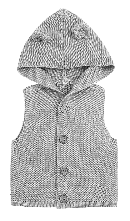 A stylish and comfortable kids' flat-knit sleeveless hoodie.