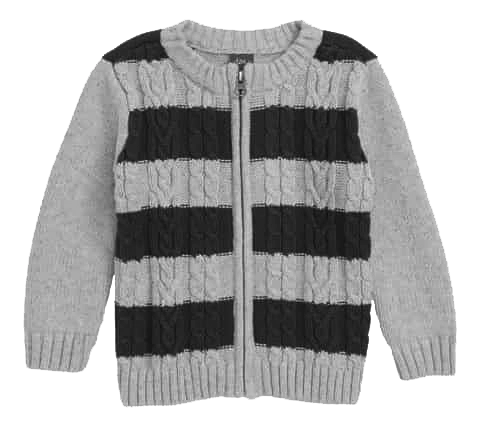 Kids' long-sleeve full-zip flat-knit sweater. Easy to wear and perfect for active children.