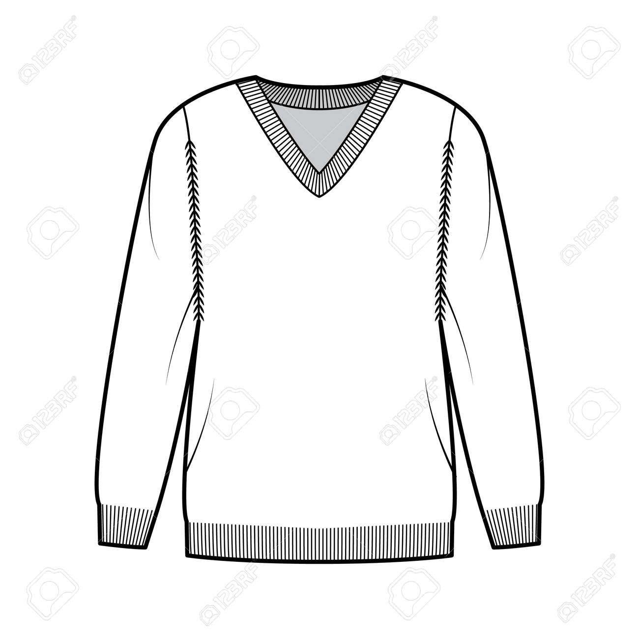 Ladies' V-neck flat-knit sweater. A classic and versatile piece for any wardrobe.