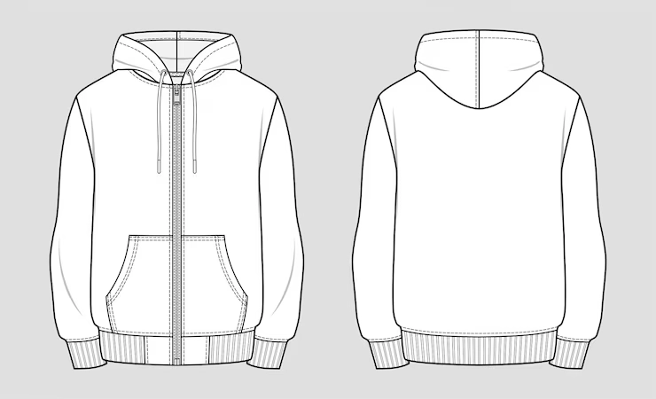 Hooded sweat jacket with a full-length zipper. A versatile layering piece for winter.